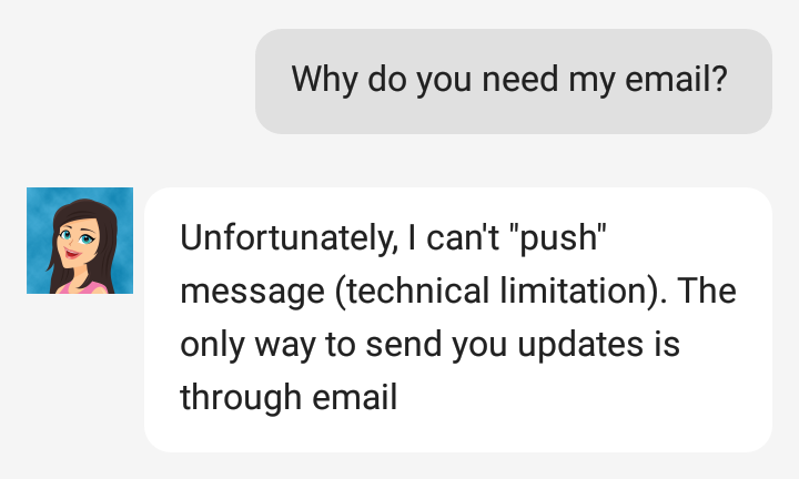 Not allowed to ask email.