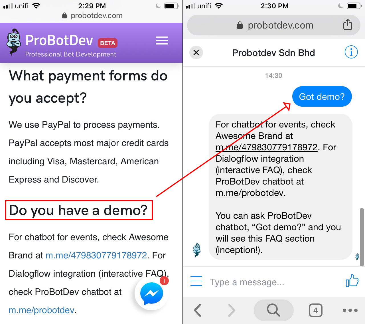 Feed your FAQ to chatbot.